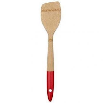 Pebbly NBA028 - Espátula, bambú, 30 cm, Color Rojo