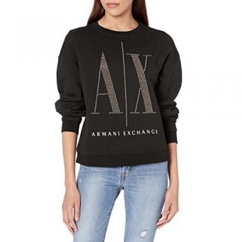 Armani Exchange Women's Black Studded Logo Sweatshirt Size S