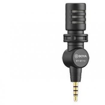 Micrófono Mini Condensador Boya BY-M110 TRRS Omni Direccional para Smartphones, Laptops y Tablets Plug and Play