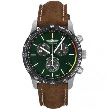 Zeppelin Night Cruise Men's Quartz Chronograph Watch with Leather Strap and Green Dial Z72884 100M