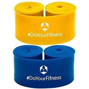 [2x] Set Ahorro de venda elástica compresiva »Herculexx« / 0,9mm & 1,1mm /Vendaje de compresión y recuperación de #DoYourFitness para reforzar los músculos y las articulaciones / Colores: azul y amarillo