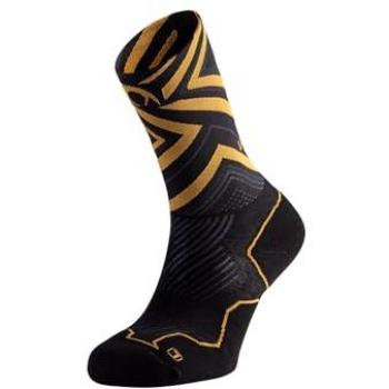 Lurbel Calcetines Largos Distance ITI Five, calcetines de running unisex, anti-ampollas, altos, sin costuras, color negro/amarillo ámbar