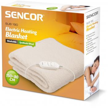 Manta Eléctrica SENCOR SUB 190 - Calentador de Cama Individual 150x80cm, Potencia 60W, Color Beige