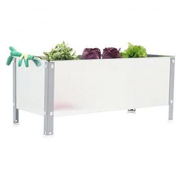 Huerto Urbano Metálico SimonRack 150L con Drenaje, 410x1200x400 mm, Gris/Galvanizado