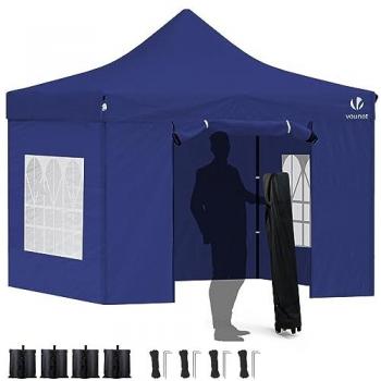 Carpa Plegable Gazebo 3x3m Impermeable con 4 Paredes y Bolsa de Transporte, Color Azul
