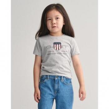 Camiseta de manga corta para niños Gant con escudo Archive en color gris