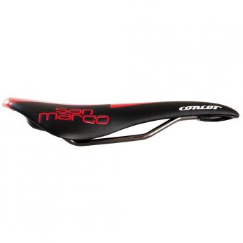Selle San Marco Concor Racing Sillín, 144 mm, Negro y Rojo