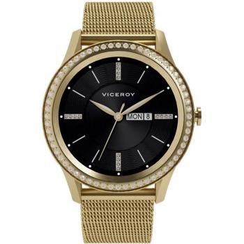 Viceroy SmartPro Woman 41102-90 Reloj Smartwatch Dorado con Correa Adicional Blanca, Acero IP Dorado, Bisel con Piedras