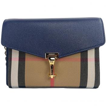 Burberry Macken Small Regency Blue House Check Leather Crossbody Bag