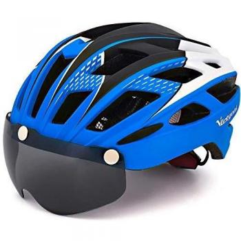 VICTGAOL Casco Bicicleta Helmet Bici Ciclismo para Adulto con Luz Trasera LED Visera Extraíble Hombres Mujeres Adultos de Bicicleta para Montar