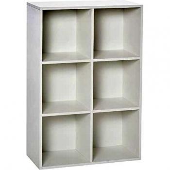 HOMCOM Estantería para Libros Estantes de Madera de 3 Niveles con 6 Compartimentos de Almacenaje para Sala de Estar Dormitorio Oficina 65,5x30x97,5 cm Blanco