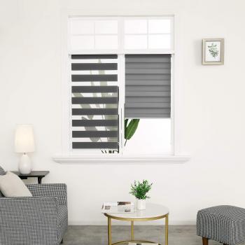 Deconovo Estor Enrollable Doble Tejido Noche y Día Persiana Enrollable para Ventanas y Puertas 110x150cm Gris Ceniza