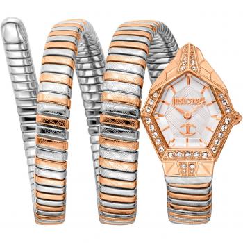 Just Cavalli Signature Snake Mesmerizing Women's Analog Quartz Watch - Gray and Rose Gold Stainless Steel