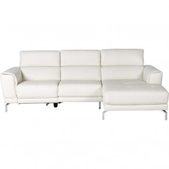 Sofá de piel de 5 plazas con chaise longue derecho y un asiento relax eléctrico Bond.