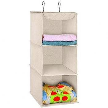 UMI. by Amazon - Organizador para Armario de 3 Niveles con Sporte de Metal, Estantería de Tela Colgante, Organizador de Ropa para Armario, Beige