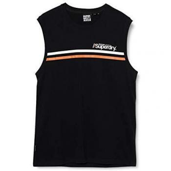 Superdry Core Logo Sport Stripe Vest Camiseta sin Mangas, Negro
