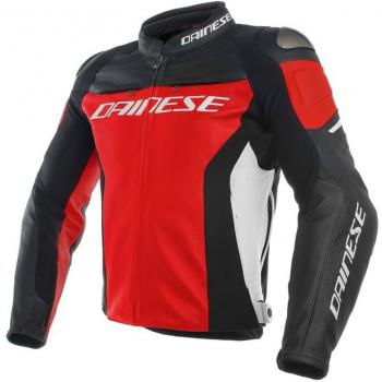 Dainese 1533788-751-60 Chaqueta de Piel, Rojo/Negro/Blanco, 60