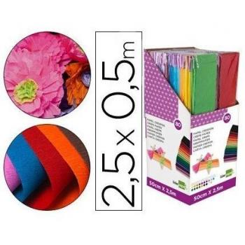 Papel crespon liderpapel 0.50 x 2.50 mt encelofanado -expositor de 80 unidades colores surtidos