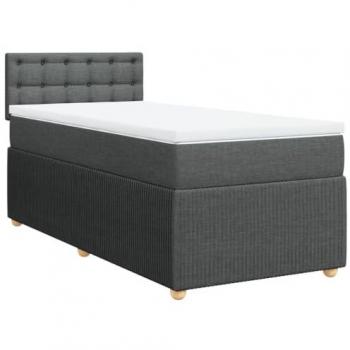 Cama box spring con colchón tela gris oscuro 90x190 cm