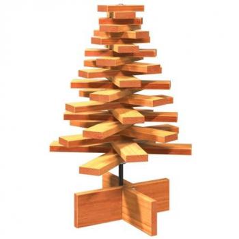 Árbol de Navidad de adorno madera maciza pino marrón cera 60 cm