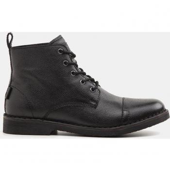 Levi's Track Men's Leather Boots with Rear Pull Tab and Lace-Up Closure