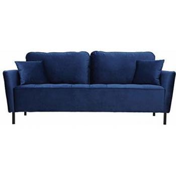 Sofá moderno en terciopelo azul 3 plazas BEKA