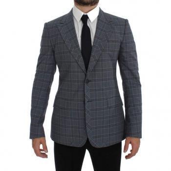 Dolce & Gabbana Blue Checkered Slim Fit Blazer Jacket - IT44 | XS