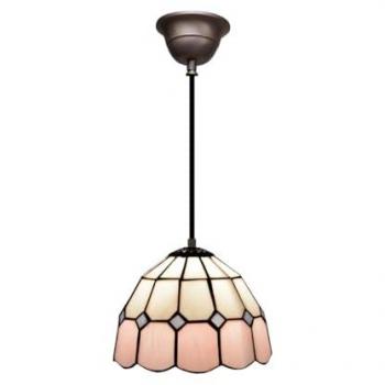 Lámpara de Techo Tiffany Pink Rosa con Cable Negro y Pantalla de 20 cm, Hierro, 60 W, Dimensiones: 20 x 125 x 20 cm