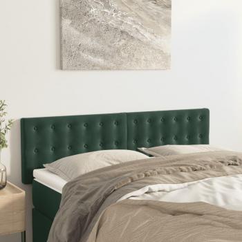 Cabeceros 2 piezas terciopelo verde oscuro 72x5x78/88 cm
