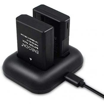 ENEGON EN-EL14/EL14a Batería de Repuesto de 2 Unidades y Kit de Cargador Dual Rápido para Nikon D5600 D5100 D5200 D5300 D5500 D3100 D3200 D3300 D3400 D3500 DF, Coolpix P7000 P7100 P7200 P7700, P7800