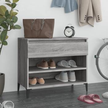 Mueble zapatero madera contrachapada 70x36x60 cm color blanco brillante y gris sonoma