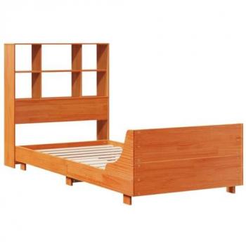 Cama sin colchón de Madera Maciza de Pino Marrón Cera 100x200 cm