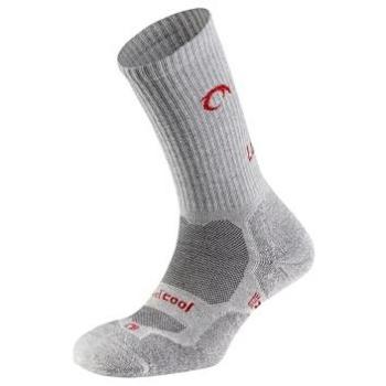 Lurbel Fuji Five Half Long Socks - Calcetines de montaña unisex, térmicos, sin costuras, antiampollas y antiolor, color gris hielo/rojo, talla XL (EU 47-50)