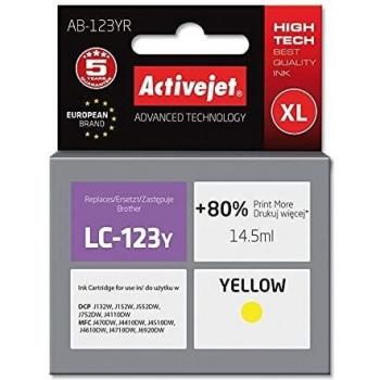 Cartucho de Tinta Recargable Amarillo Activejet AB-123YR para Brother LC123 - Alta Calidad, 14.5 ml