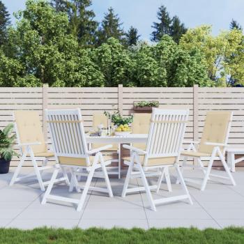 Cojín de Silla de Jardín Respaldo Alto 6 uds Tela 120x50x3cm Color Antracita, Gris, Crema y Beige - Cojín Decorativo de Asiento para Muebles de Sal