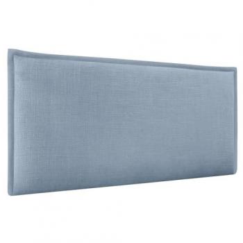 Cabecero Tapizado de Lino Natural Azul con Ribete 95x50cm para Camas 80/90 - Moderno y Elegante