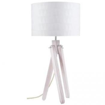 Lámpara de Mesa Rune Meets Amina, Metal y Plástico, Color Blanco y Crema, Diseño en Roble, Dimensiones 50x50x157 cm