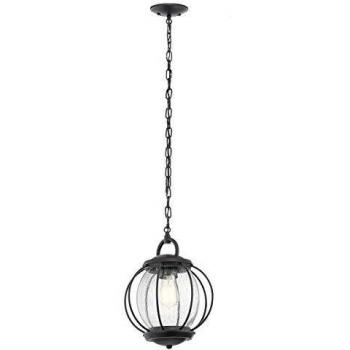 Linterna de cadena pequeña para exterior Vandalia - 1 luz, diseño industrial, color negro, E27