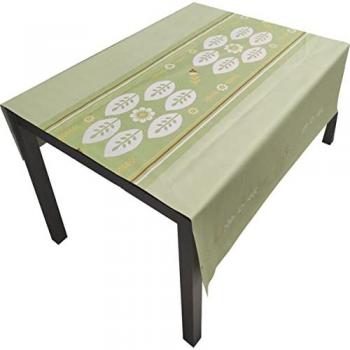Mantel Mesa Comedor PVC Impermeable Antimanchas Diseño Hojas Verdes Japonesas 140x160 cm