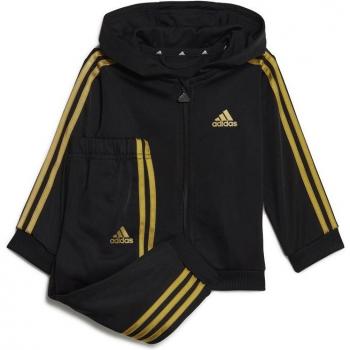 Adidas Essentials Shiny Hooded Tracksuit for Infants - Black/Gold Metallic