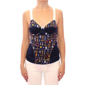 Dolce & Gabbana Blue Sailor Motive Tank Top - IT2 | S, Sleeveless Tops, female, Blue, Size: XS
