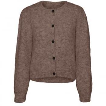 Vero Moda Novah Women's Regular Fit Cardigan with Wool Blend in Brown Lentil/Melange