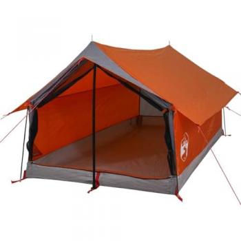 Tienda de Campaña para 2 Personas Impermeable, Toldo Portátil Plegable de Senderismo, Refugio de Camping, Carpa de Exterior, Color Gris y Naranja