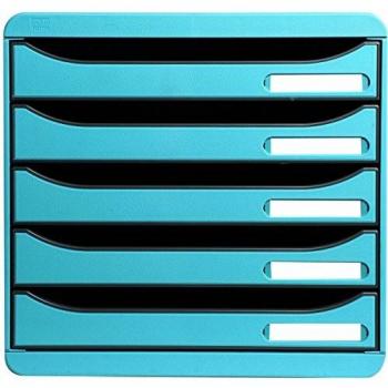Multifiche 309782 - Módulo organizador con 5 cajones, 34,7 x 27,8 x 27,1 cm, color turquesa