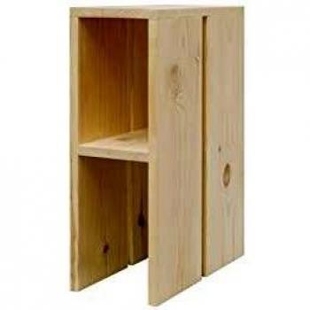 Decowood - Mesa Auxiliar en Madera de Pino Flandes, Natural - 20x40x60cm