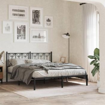 Estructura de cama metálica negra con cabecero 160x200 cm