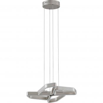 Lámpara colgante LED Lucande Quinn, 4 luces, níquel, moderno, gris, metal, para salón y comedor