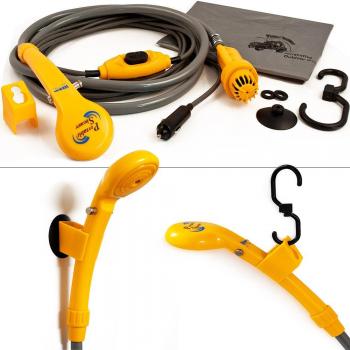 Deuba Ducha Portátil Camping Aire Libre Duchas de Mano Exterior Coche Adaptador 12V Lavar Perro Cable 5m