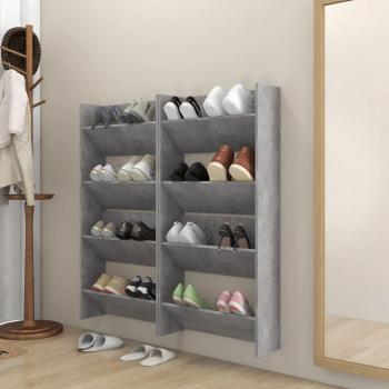 Zapatero de pared 4 piezas gris hormigón 60x18x60cm madera multicapa