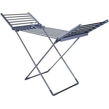 HOMCOM Tendedero Eléctrico Plegable con Alas Secador de Ropa Tendedero de Pie 8 Barras Base en Forma X Extensible 149x54x92cm Aluminio